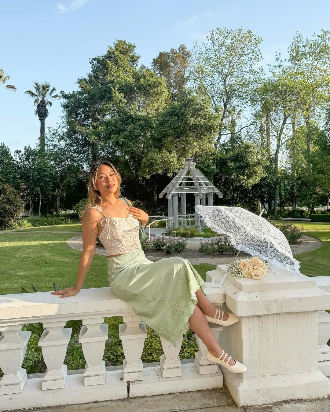 Effortless Chic: Floral Corset Paired with a Satin Slip Skirt Effortless Chic: Floral Corset Paired with a Satin Slip Skirt — Coquette Corset Top Outfits 2027