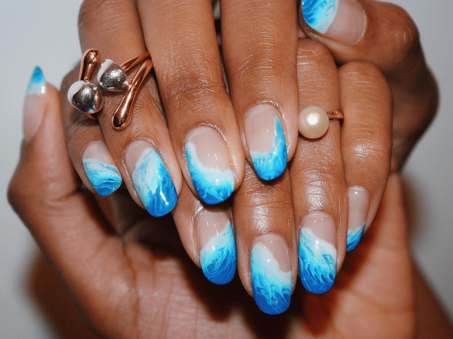 Ocean Wave French Tip Almond Nails Ocean Wave French Tip Almond Nails — Swim Nails Team Colors 2027