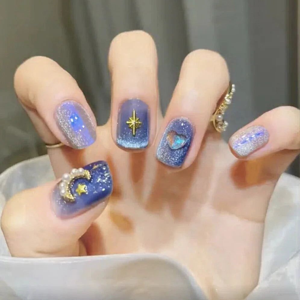 One Hand Visual Idea — Moon and Stars Nails 2027