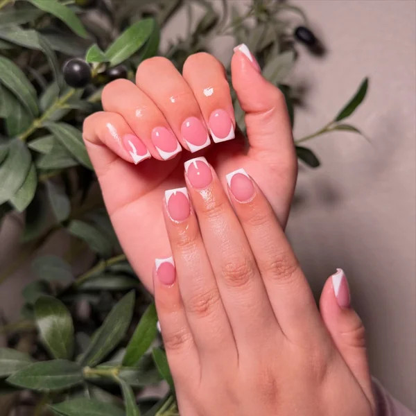 Classic White French Tips Nude Base Classic White French Tips Nude Base — French Tip Nails 2027 for Short Nail Beds