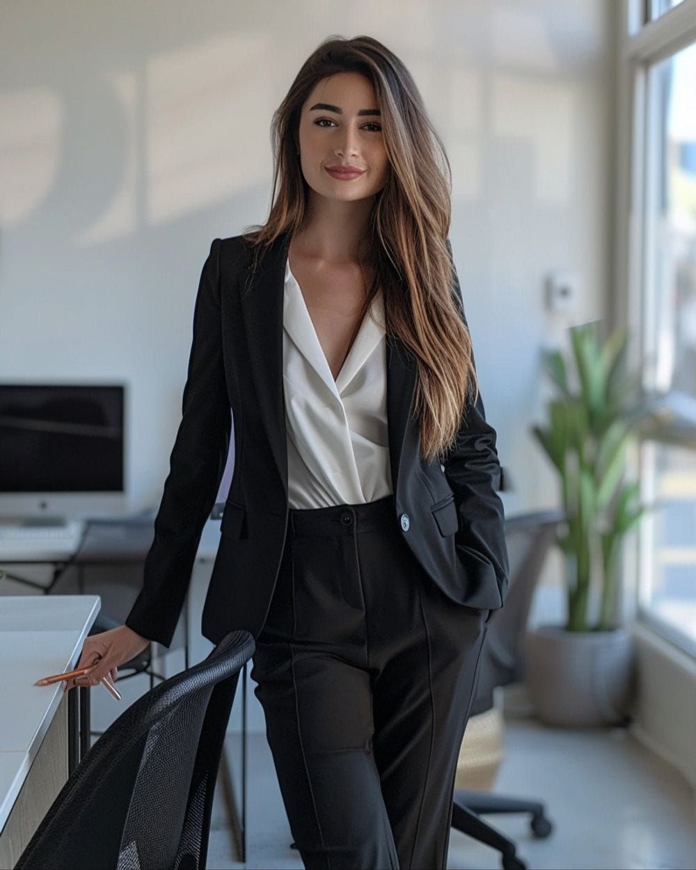 Sharp Black Tailored Suit for a Polished Corporate Office Sharp Black Tailored Suit for a Polished Corporate Office — Tech Office Outfits 2027