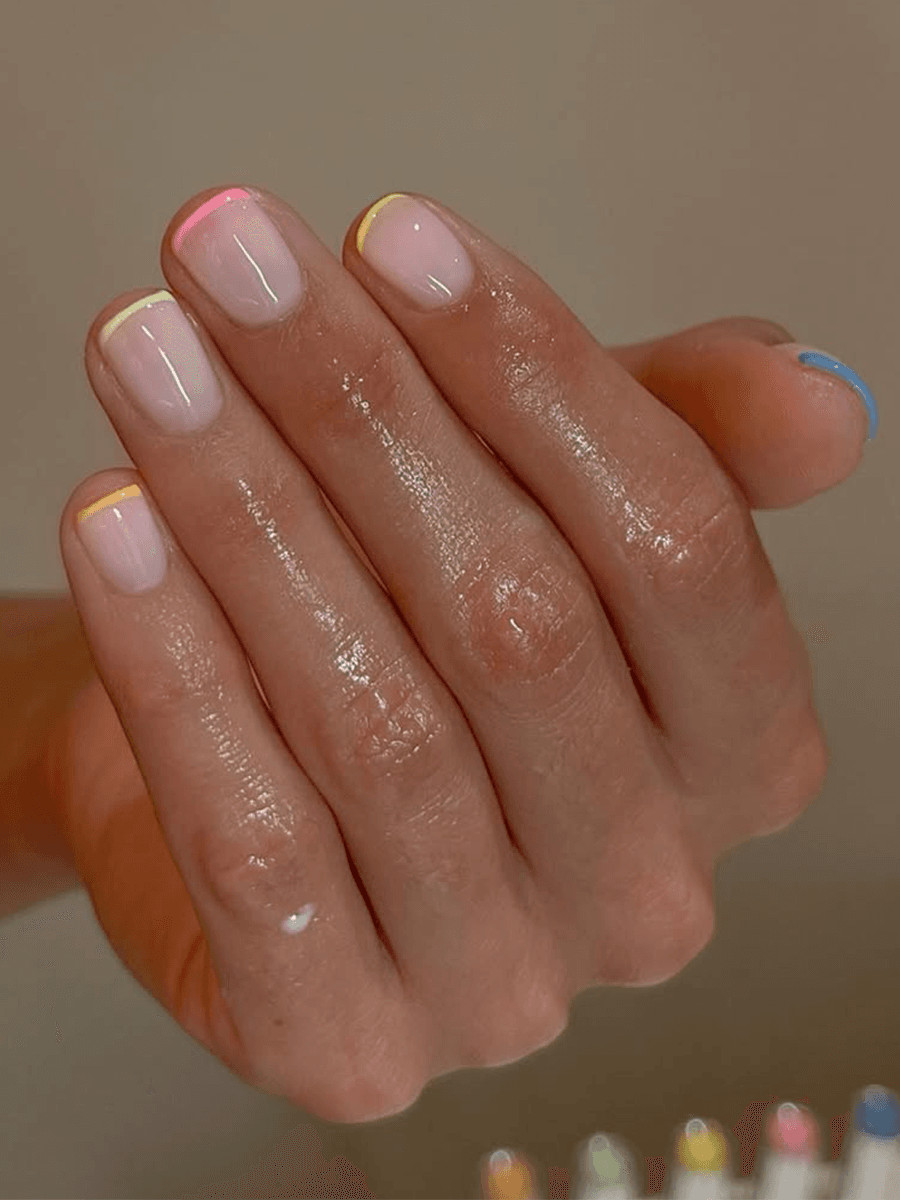 Pastel French Tips on Clear Pastel French Tips on Clear — Nails 2027 for Short Nail Beds