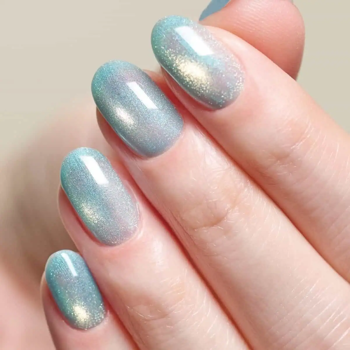 Pale Icy Blue with Iridescent Shimmer Pale Icy Blue with Iridescent Shimmer — Cat Eye Nails 2027