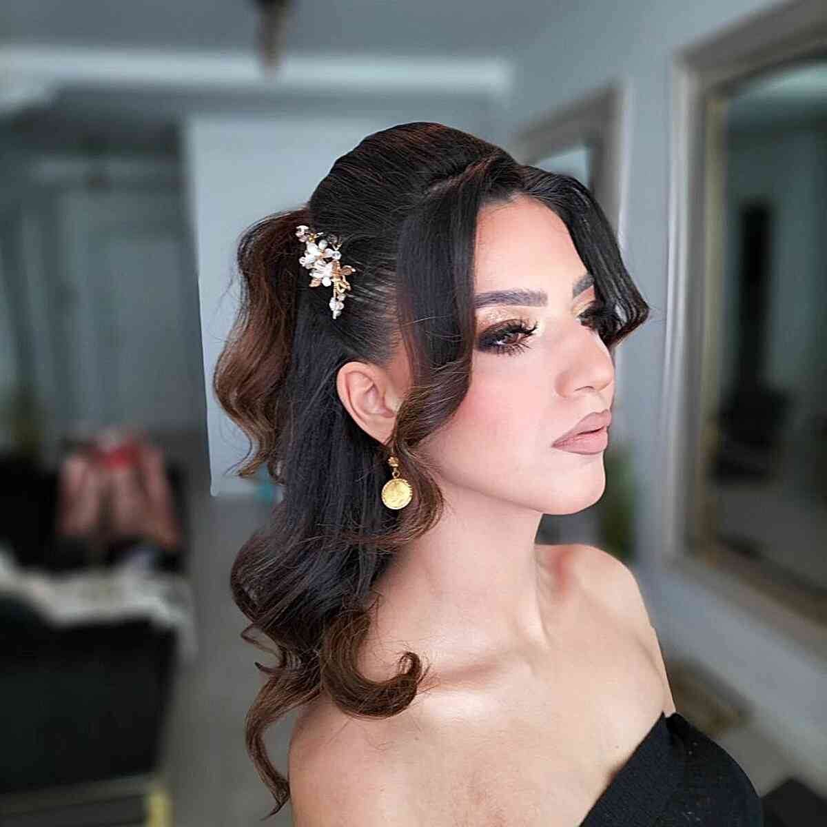 Shoulder Length Half Up With Waves — Down Graduation Hairstyles 2027