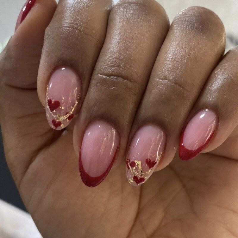 Tiny Red Hearts Gold Foil Visual Idea Tiny Red Hearts Gold Foil Visual Idea — Valentines Press On Nails 2027