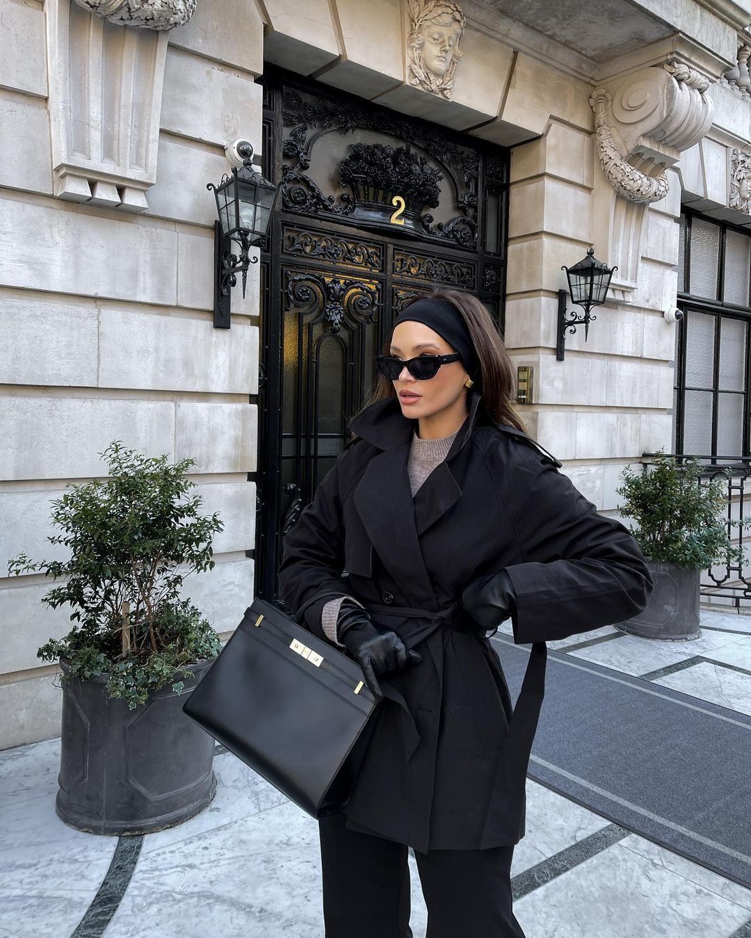 Sophisticated Black Trench Coat with Grey Turtleneck — Winter Minimalist Outfits 2027