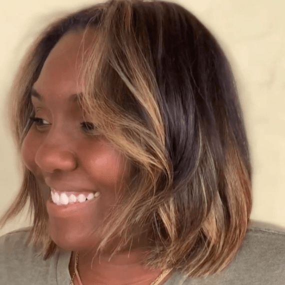Chin Black Bob With Chunky Blonde Highlights — Chunky Highlights Bob 2027