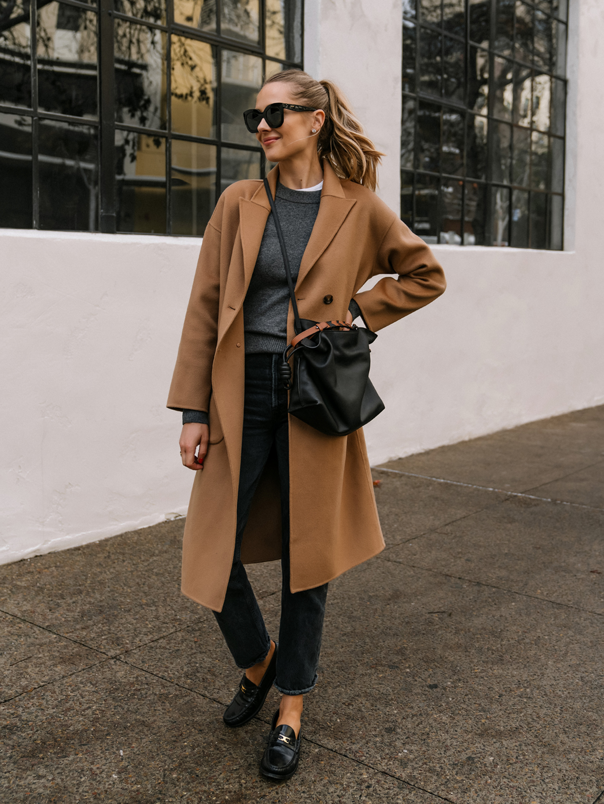 Effortless Polish: Double-Breasted Camel Coat with Loafers — Camel Coat Outfits 2027