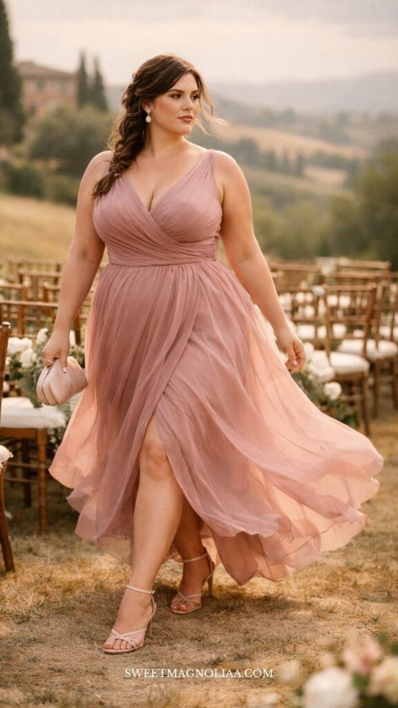 Dusty Rose Chiffon Wrap Dress Dusty Rose Chiffon Wrap Dress — Sweet 16 Guest Outfits 2027