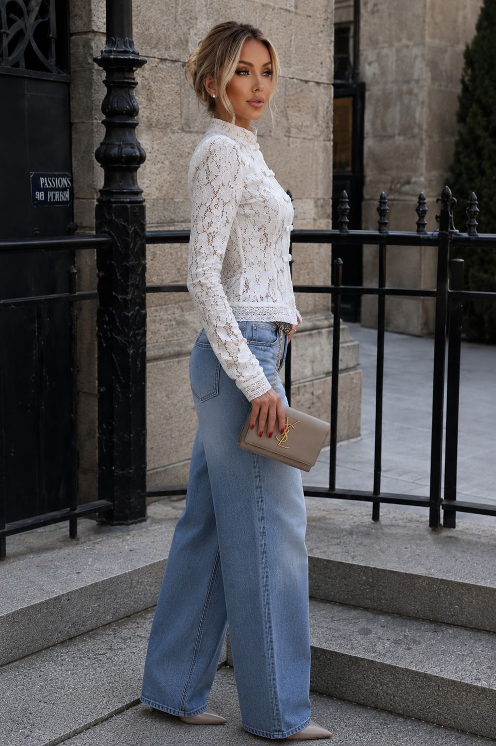 Pointed-Toe Flats Outfit Idea Pointed-Toe Flats Outfit Idea — Lace Blouse Outfits 2027
