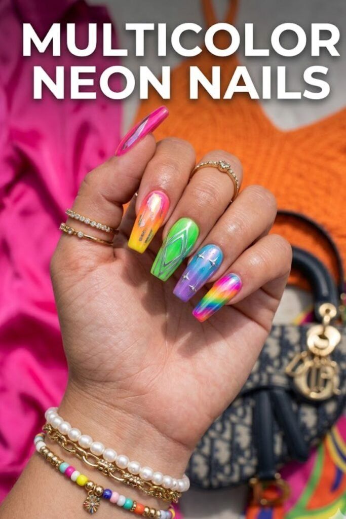One Hand Visual Idea One Hand Visual Idea — Neon Acrylic Nails 2027