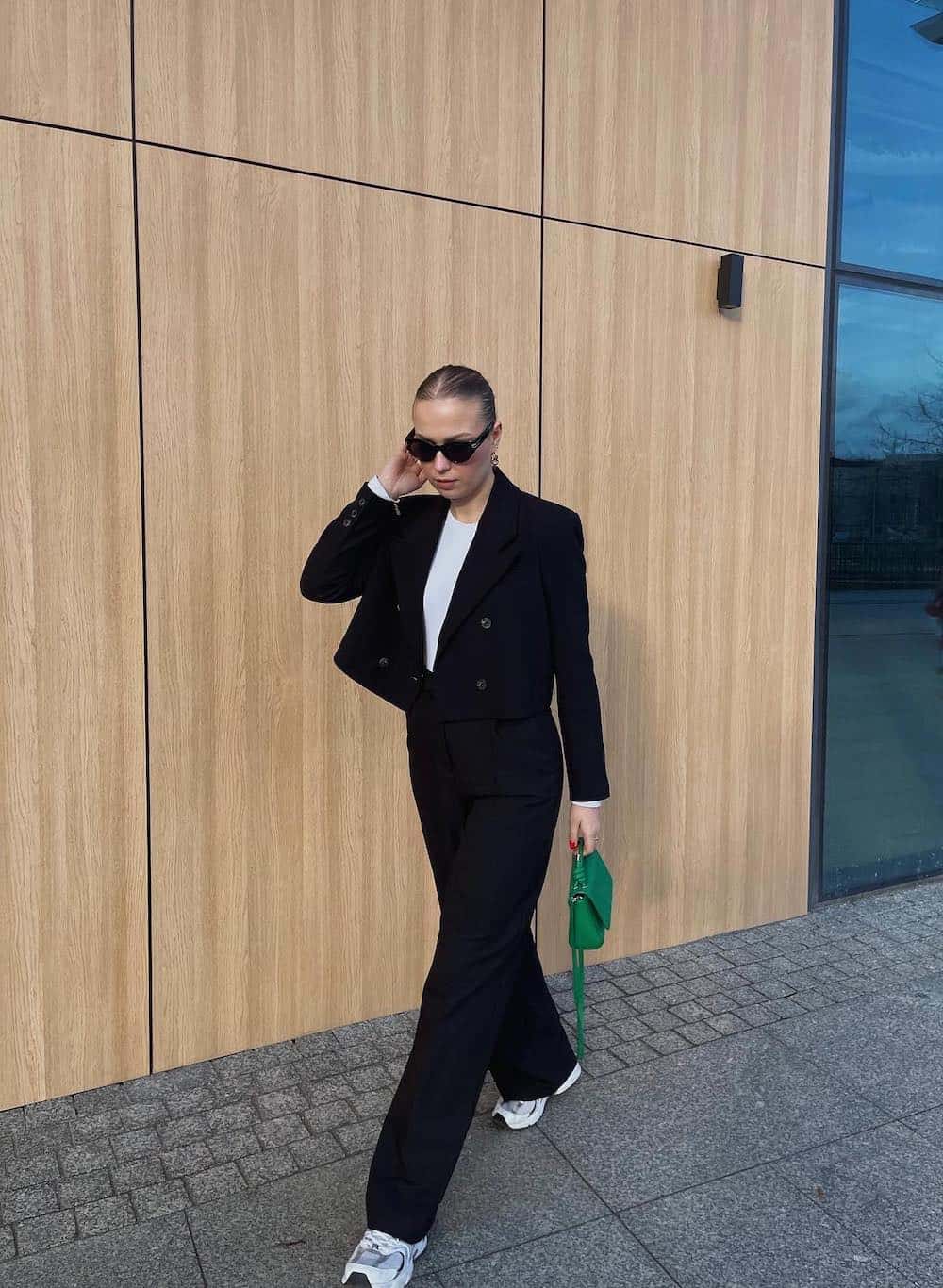 Black Cropped Blazer with Feather Trim Cuffs Black Cropped Blazer with Feather Trim Cuffs — Cropped Blazer Outfits 2027