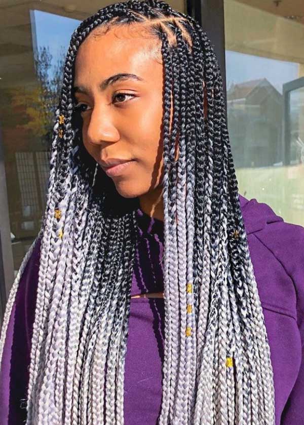 Knotless Braids With Grey Gradient — Braids 2027 for Medium Hair