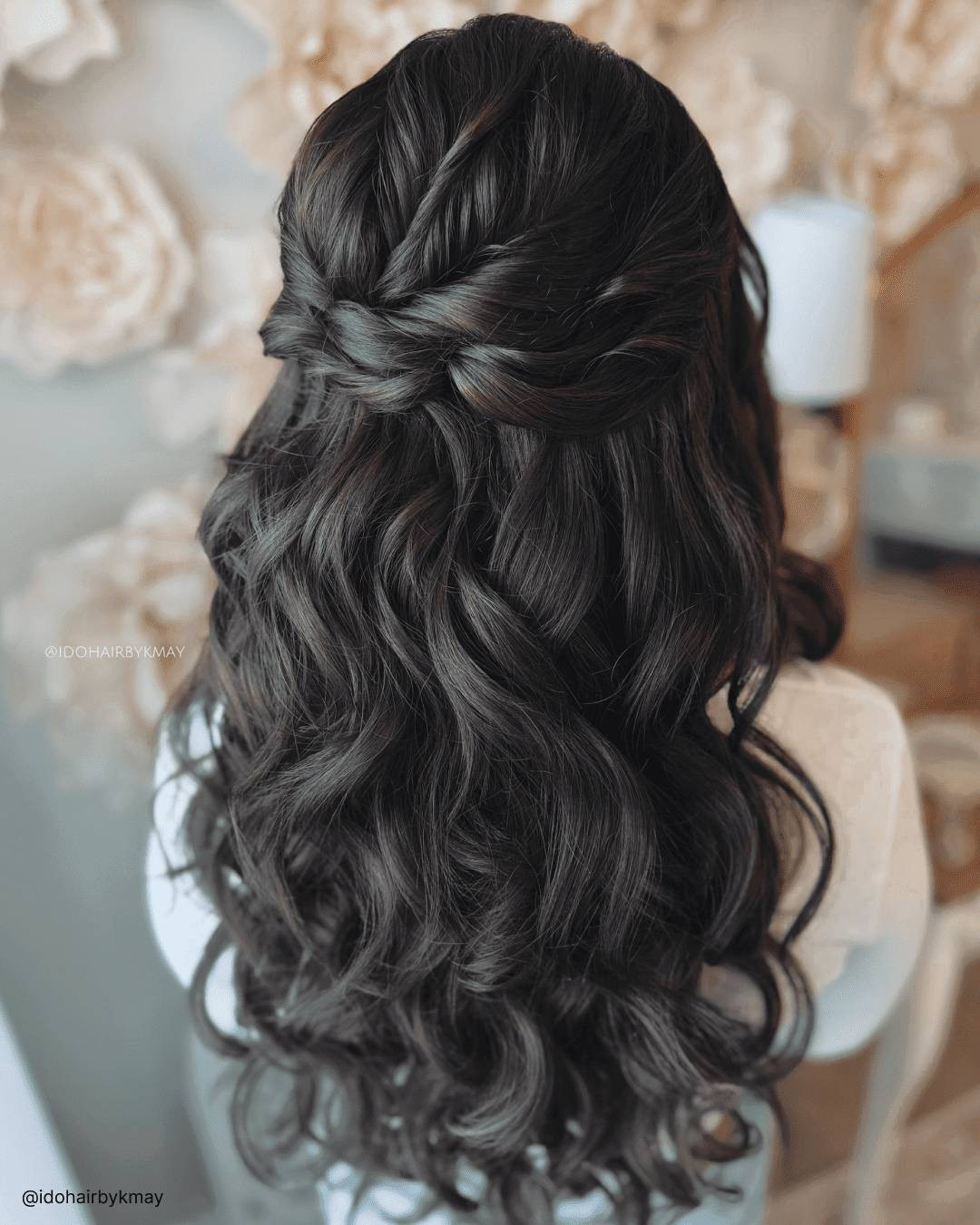 Dark Brown Half-Up with Braided Crown Dark Brown Half-Up with Braided Crown — Down Family Photo Hairstyles 2027