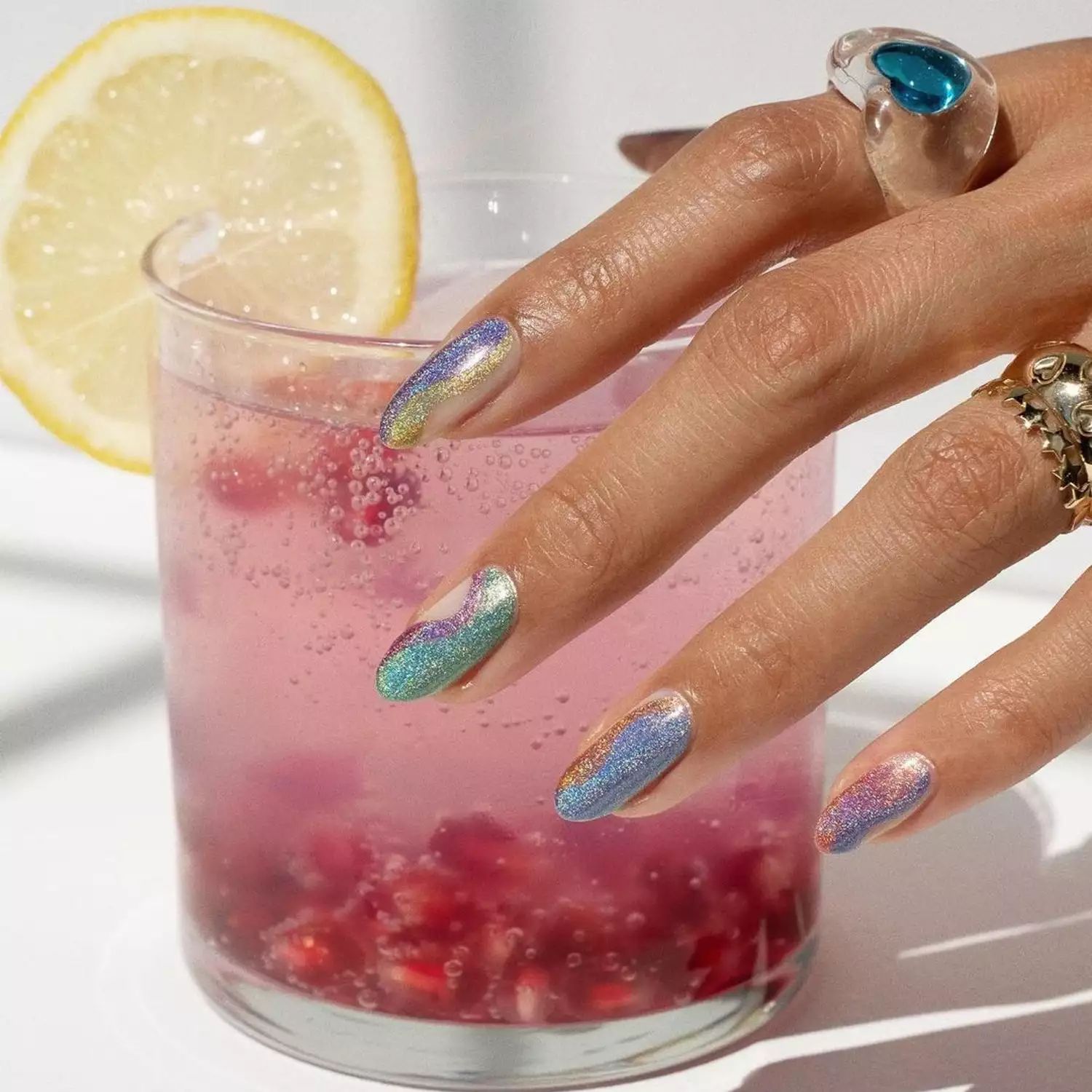 Iridescent Glitter Color Block Stilettos Iridescent Glitter Color Block Stilettos — Anniversary Nails 2027