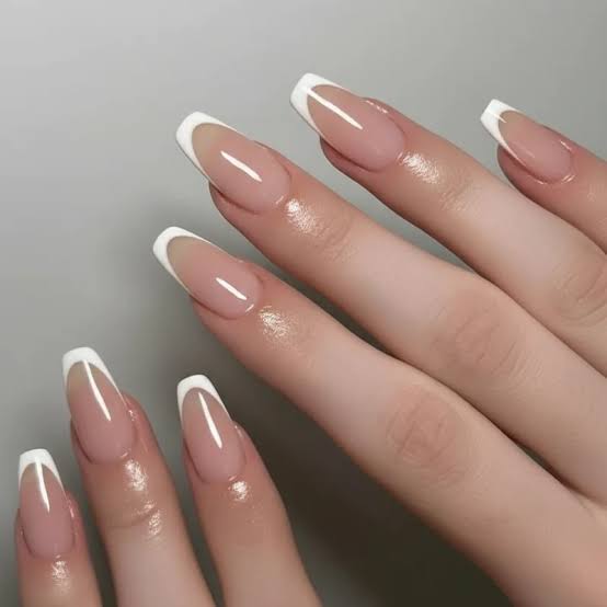 Short Square Glossy White French Short Square Glossy White French — White French Tip Nails 2027