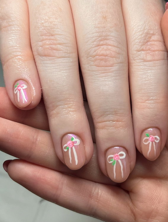 Floral Bow Shimmer Nude Floral Bow Shimmer Nude — Small Bow Nails 2027