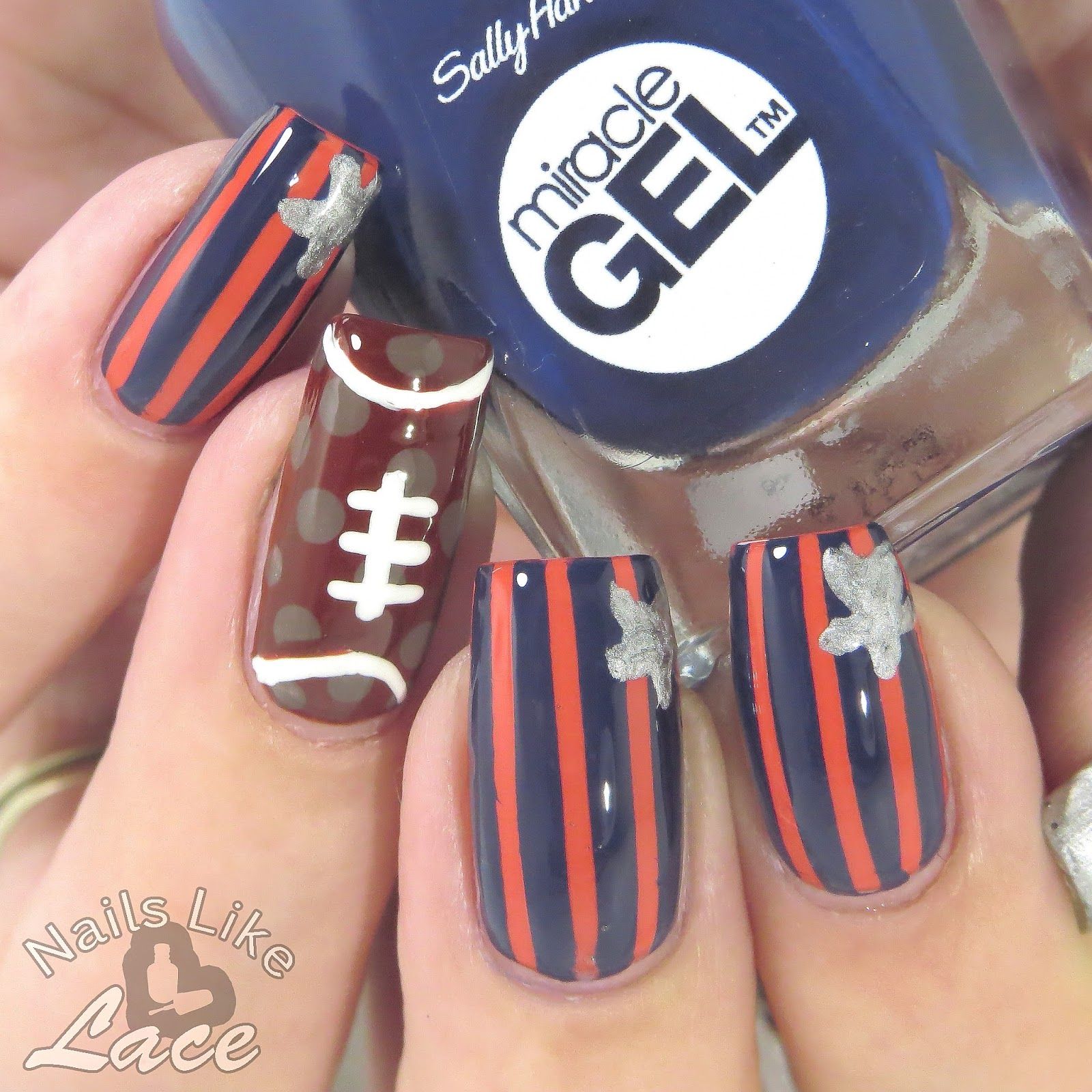 Visual Idea — Other Nails Have A Silver Star Accent Visual Idea — Other Nails Have A Silver Star Accent — Cheer Nails Team Colors 2027