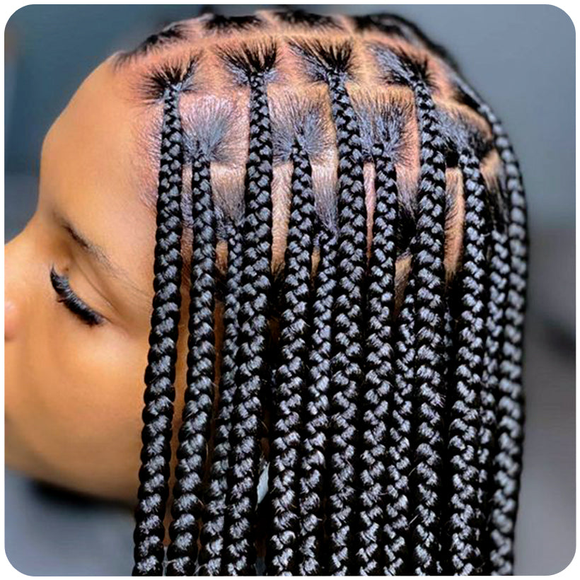 Neatly Parted Black Box Braids — Braids 2027 for Medium Hair