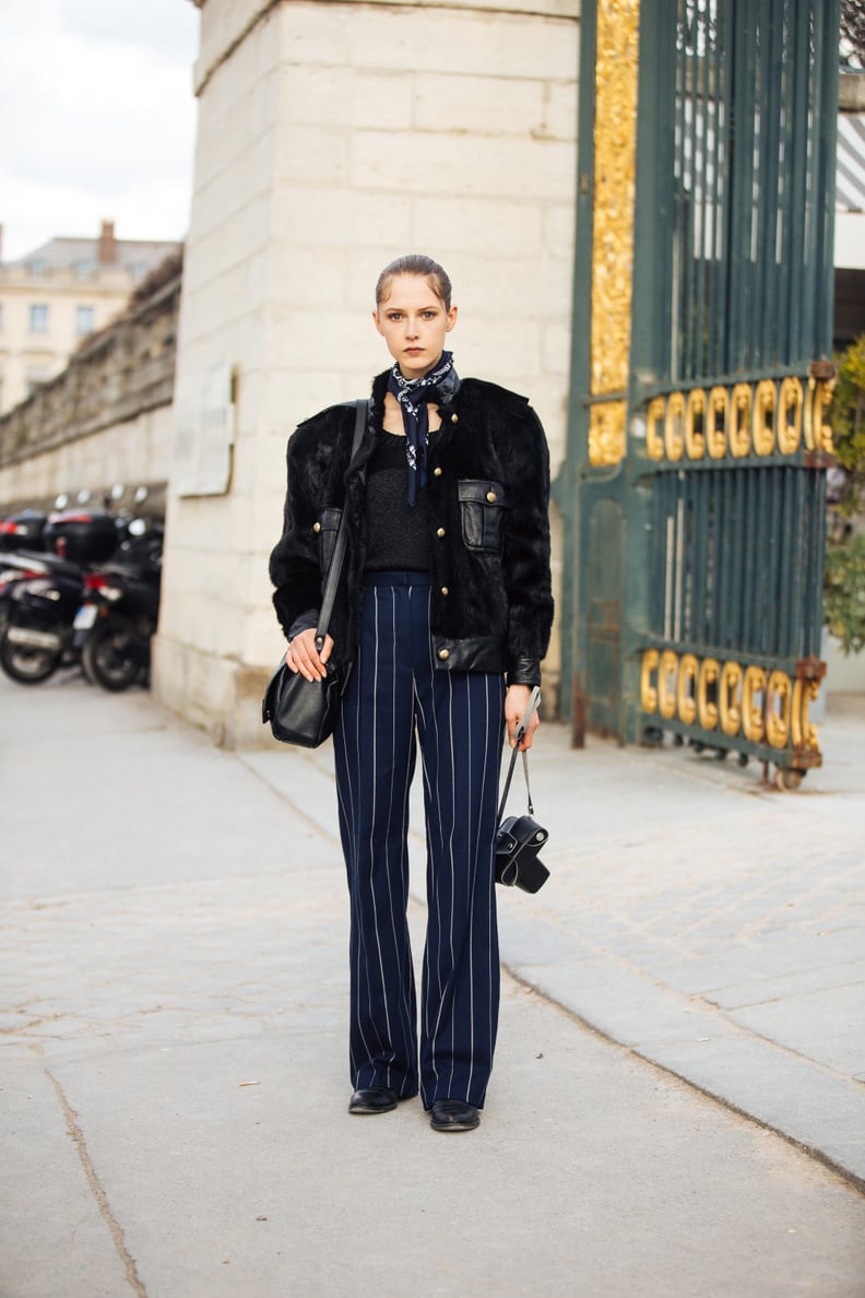 Monochromatic Chic: Black Bandana with Pinstripe Trousers Monochromatic Chic: Black Bandana with Pinstripe Trousers — Bandana Outfits 2027