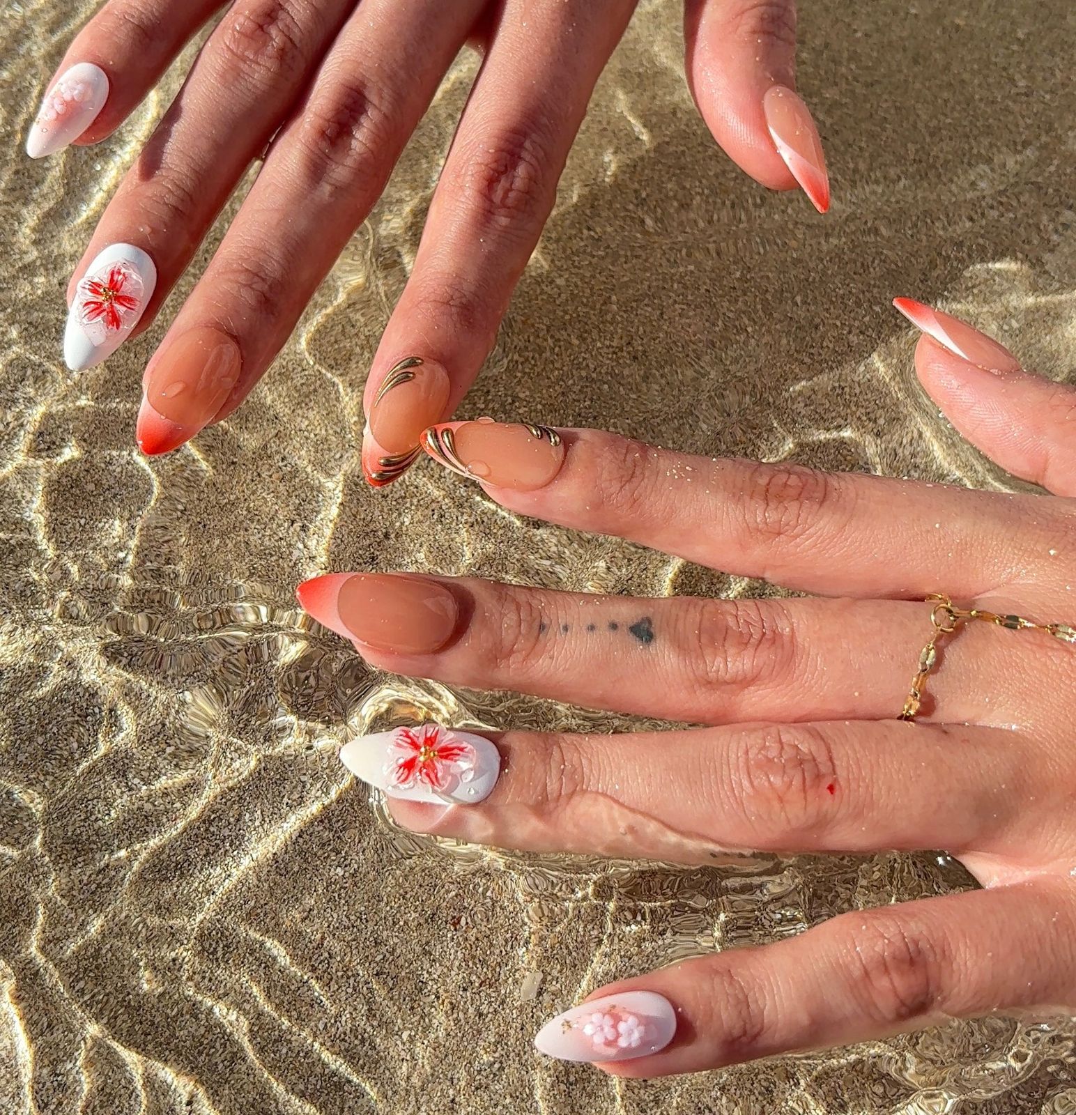 Orange Gradient French With 3D Florals Orange Gradient French With 3D Florals — Miami Nails 2027
