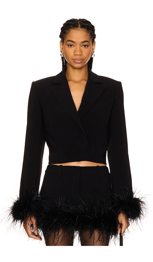Black Textured Cropped Blazer with Sheer Blouse and Skirt Black Textured Cropped Blazer with Sheer Blouse and Skirt — Cropped Blazer Outfits 2027