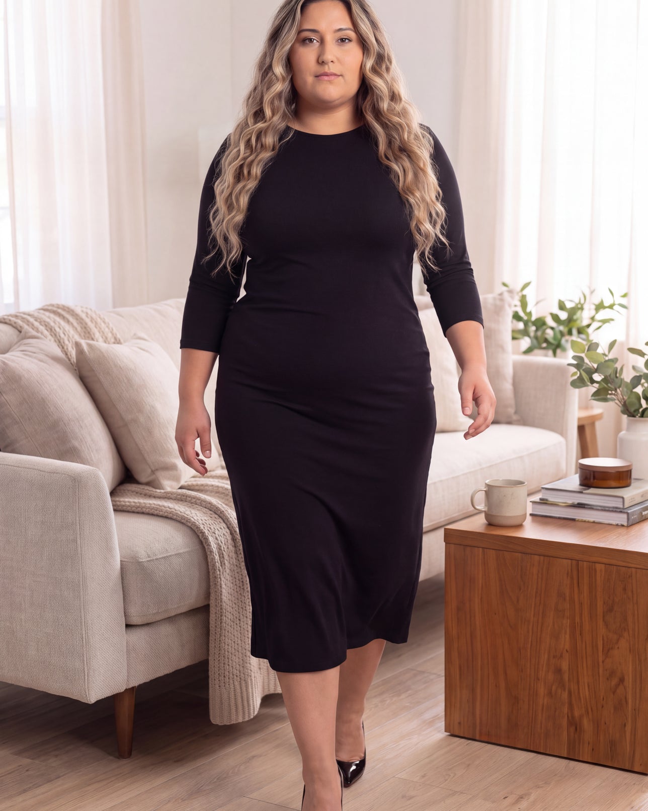 Versatile Black Jersey Midi Dress for Work or Weekend — Curvy Dresses 2027
