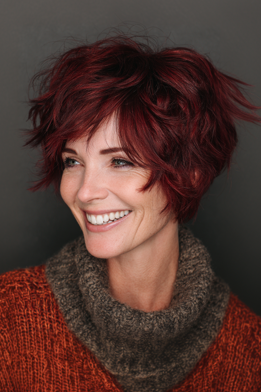 Vibrant Red Shag With Messy Texture Vibrant Red Shag With Messy Texture — Short Shag 2027
