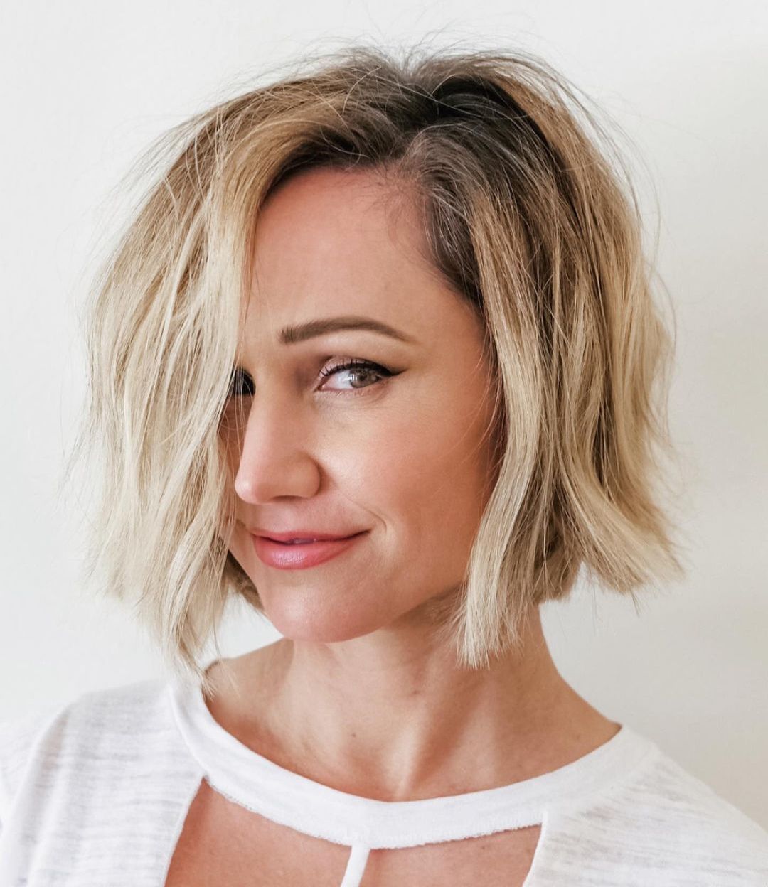 Ash Blonde Bob With Darker Roots — Hair Color 2027 for Hazel Eyes