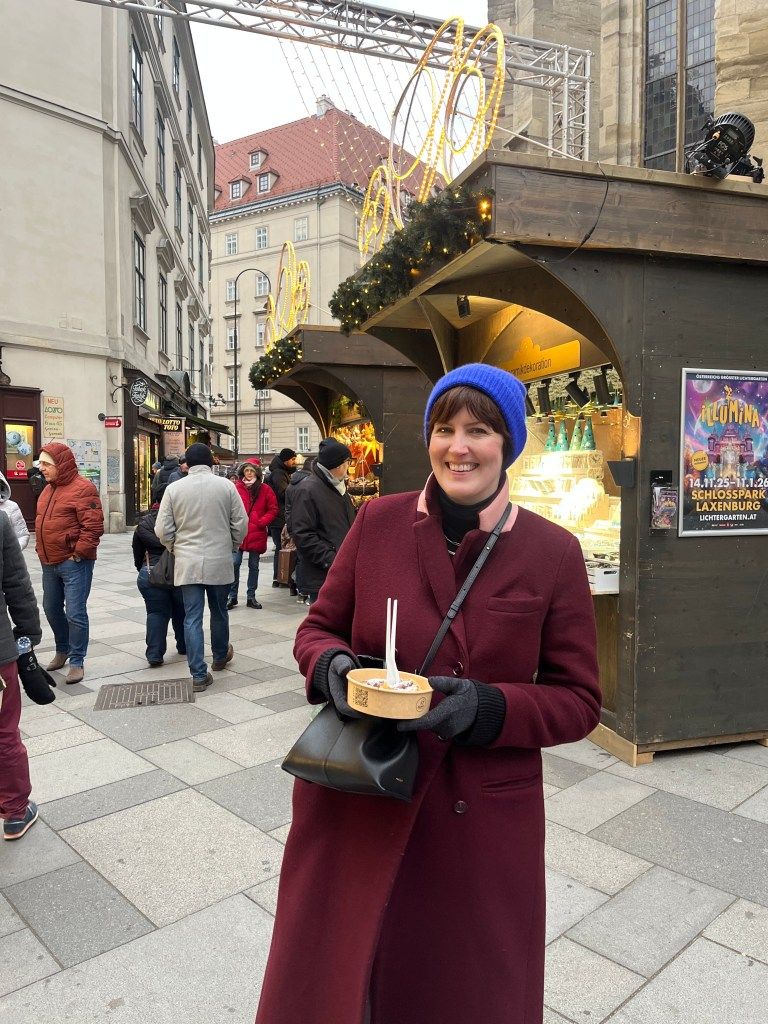 Burgundy Coat and Black Trousers for a Stylish Market Excursion — Christmas Market Outfits 2026