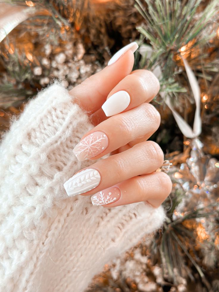 Cozy Snowflake Cable Knit Coffin Nails Cozy Snowflake Cable Knit Coffin Nails — Winter Coffin Nails 2027