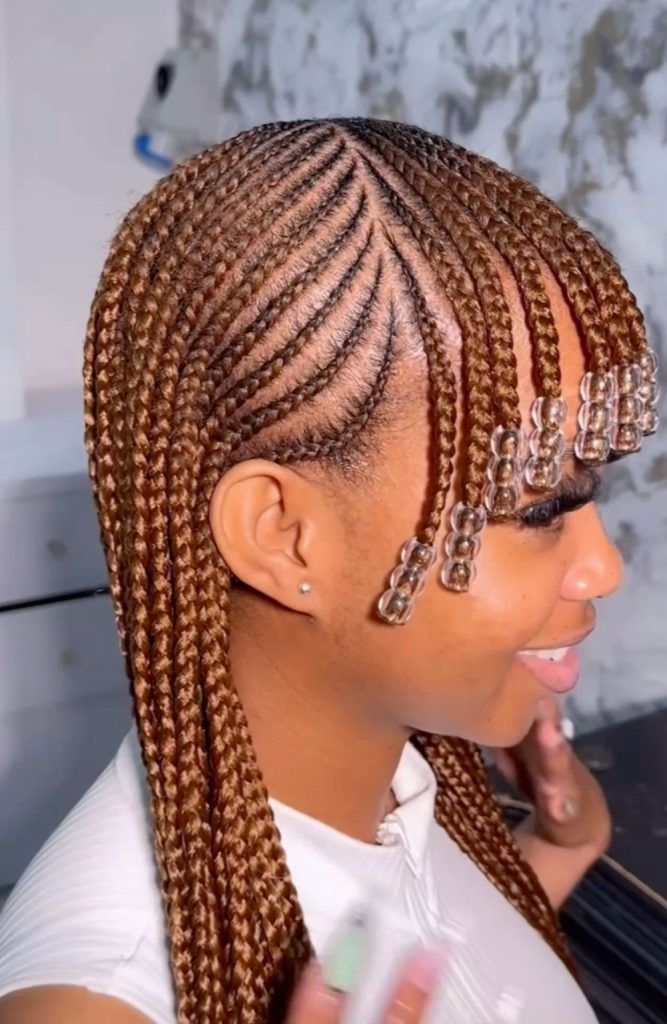 Light Brown Cornrows With Clear Beads Light Brown Cornrows With Clear Beads — 6 Cornrows 2027