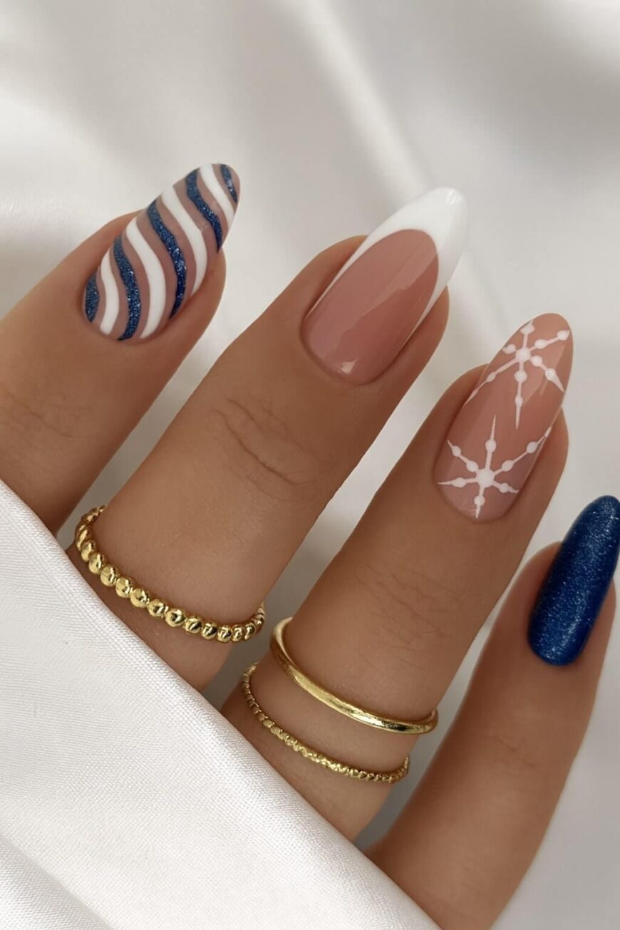 Nude Sheer Snowflake French Mix Nude Sheer Snowflake French Mix — Snowflake Nails 2027