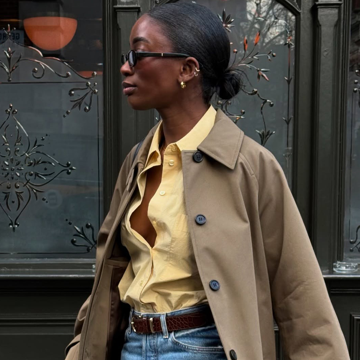 Relaxed Silhouettes: Brown Trench Over a Yellow Shirt Relaxed Silhouettes: Brown Trench Over a Yellow Shirt — Trench Coats 2027