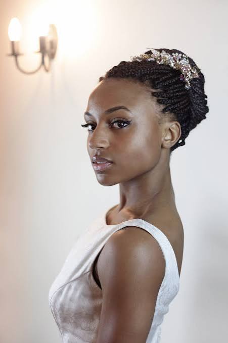 Black Coily Braided Updo Accessory — Bride Hairstyles 2027