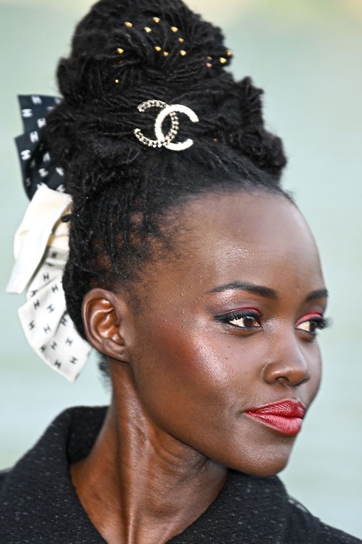 Loc Updo With Patterned Bow and Beads — Big Bow Hairstyles 2027