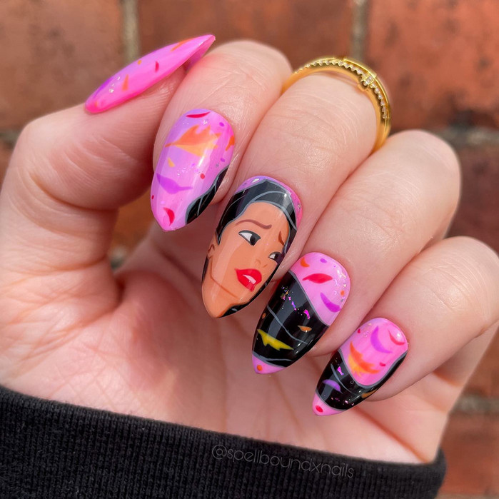 Pocahontas Abstract Pink Stilettos Pocahontas Abstract Pink Stilettos — Princess Disney Nails 2027