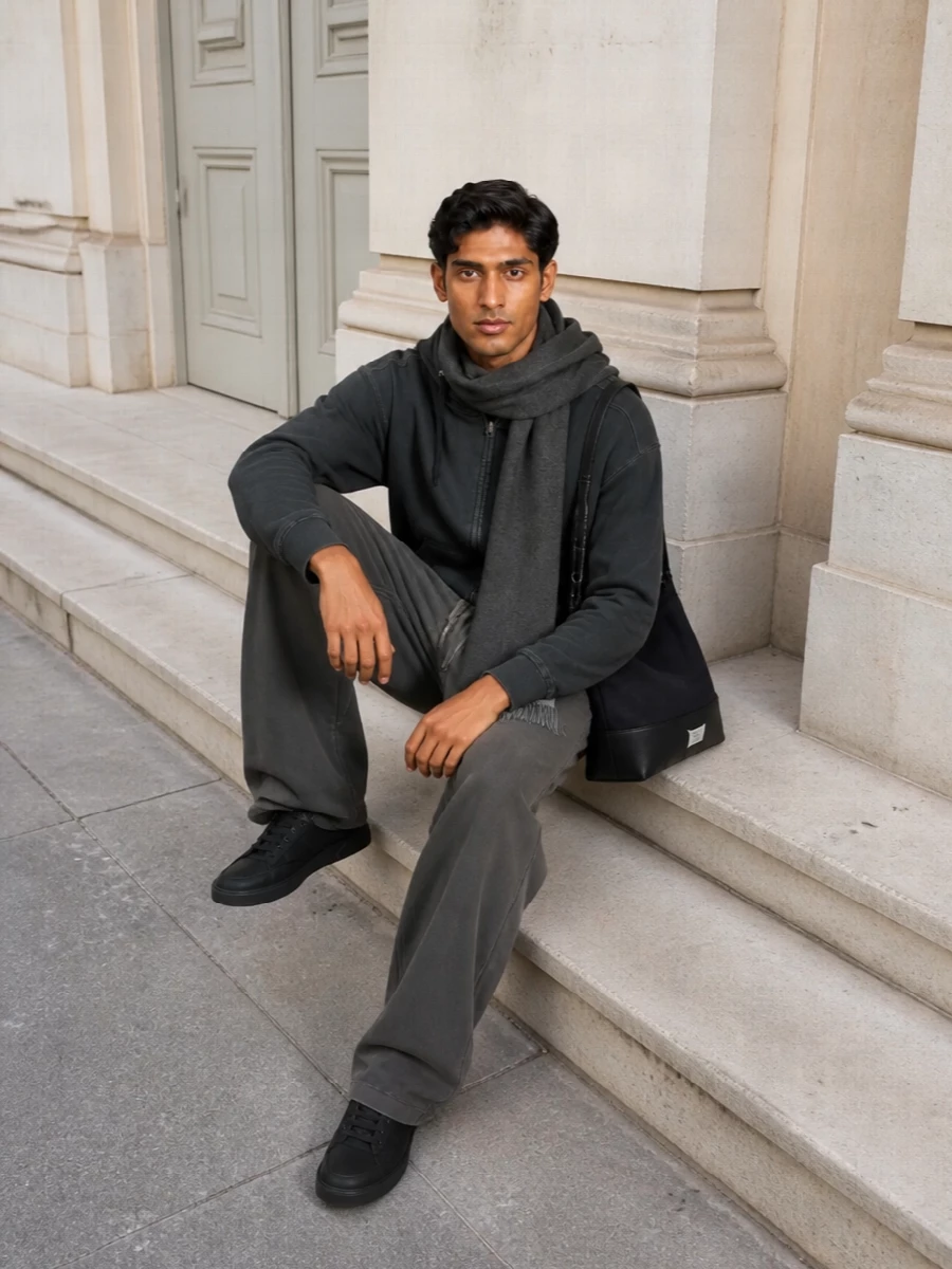 Charcoal Trousers with Grey Hoodie: Casual Comfort Charcoal Trousers with Grey Hoodie: Casual Comfort — Charcoal Outfits 2027
