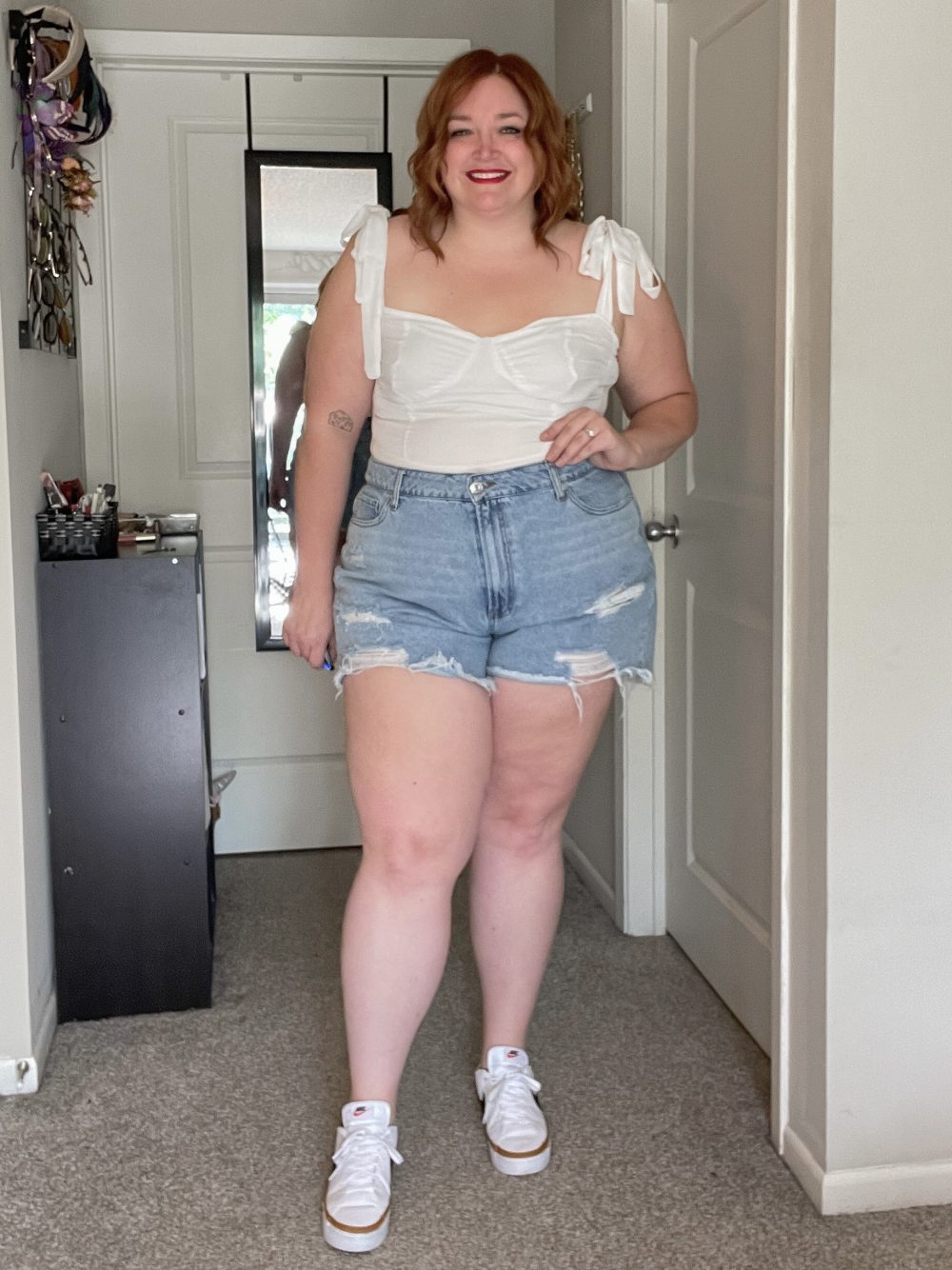Casual Americana: Sweetheart Top and Distressed Denim Shorts Casual Americana: Sweetheart Top and Distressed Denim Shorts — Plus Size 4th of July Outfits 2027