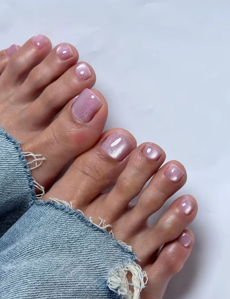 Pale Pink with Iridescent Shimmer — Winter Pedicure Colors 2027