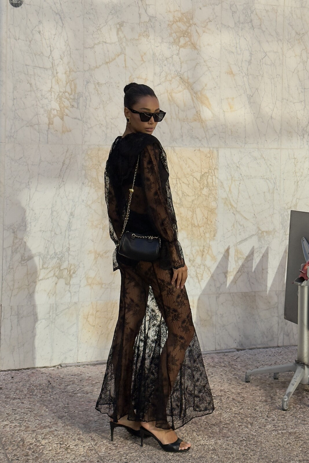 Monochromatic Evening: All-Black Lace Skirt Set — Lace Skirt Outfits 2027
