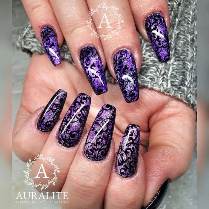 Glossy Visual Idea — Winter Purple Nails 2027