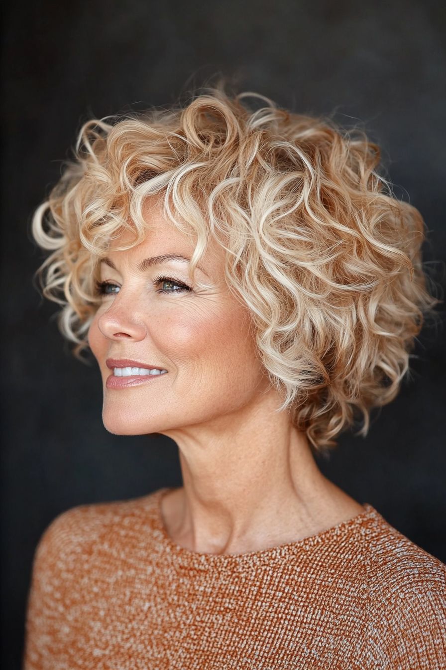 Ear Voluminous Curly Blonde Pixie Ear Voluminous Curly Blonde Pixie — Pixie 2027 for Curly Hair