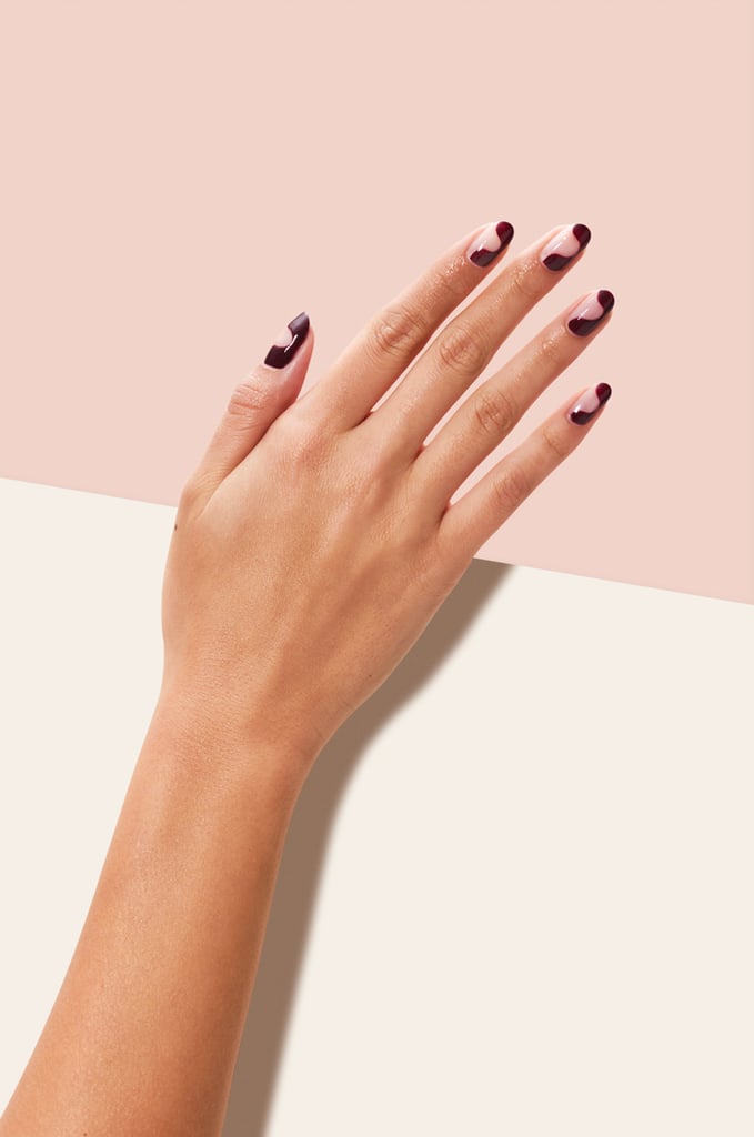 Sheer Nude with Burgundy and Black Abstract Blocks Sheer Nude with Burgundy and Black Abstract Blocks — Professional Nails 2027