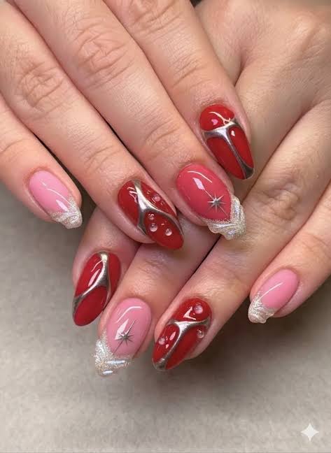 Cherry Decals Red French Long Almonds Cherry Decals Red French Long Almonds — Cherry Red Nails 2027