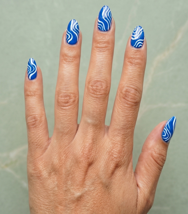 Royal Blue White Swirls Royal Blue White Swirls — Swirl Nails 2027