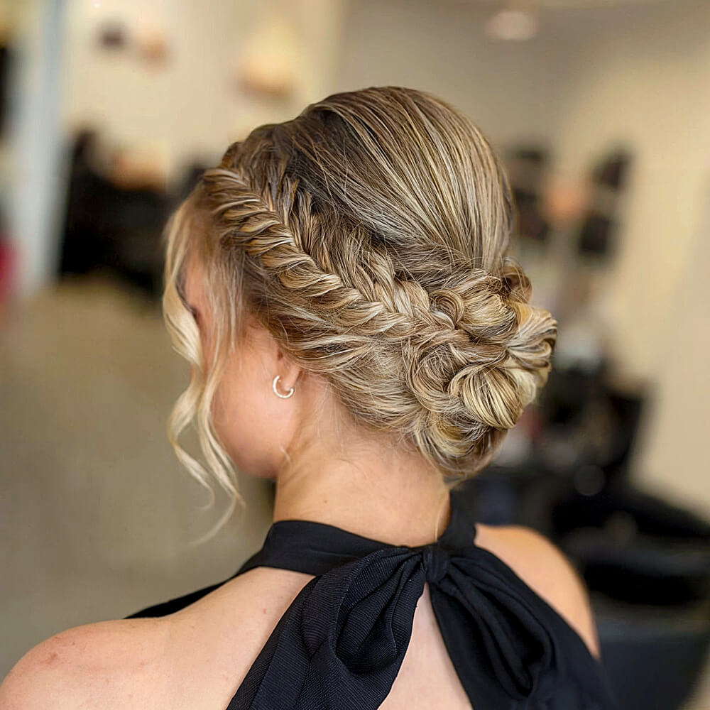 Blonde Braided Updo With Soft Waves Blonde Braided Updo With Soft Waves — Formal Hairstyles 2027