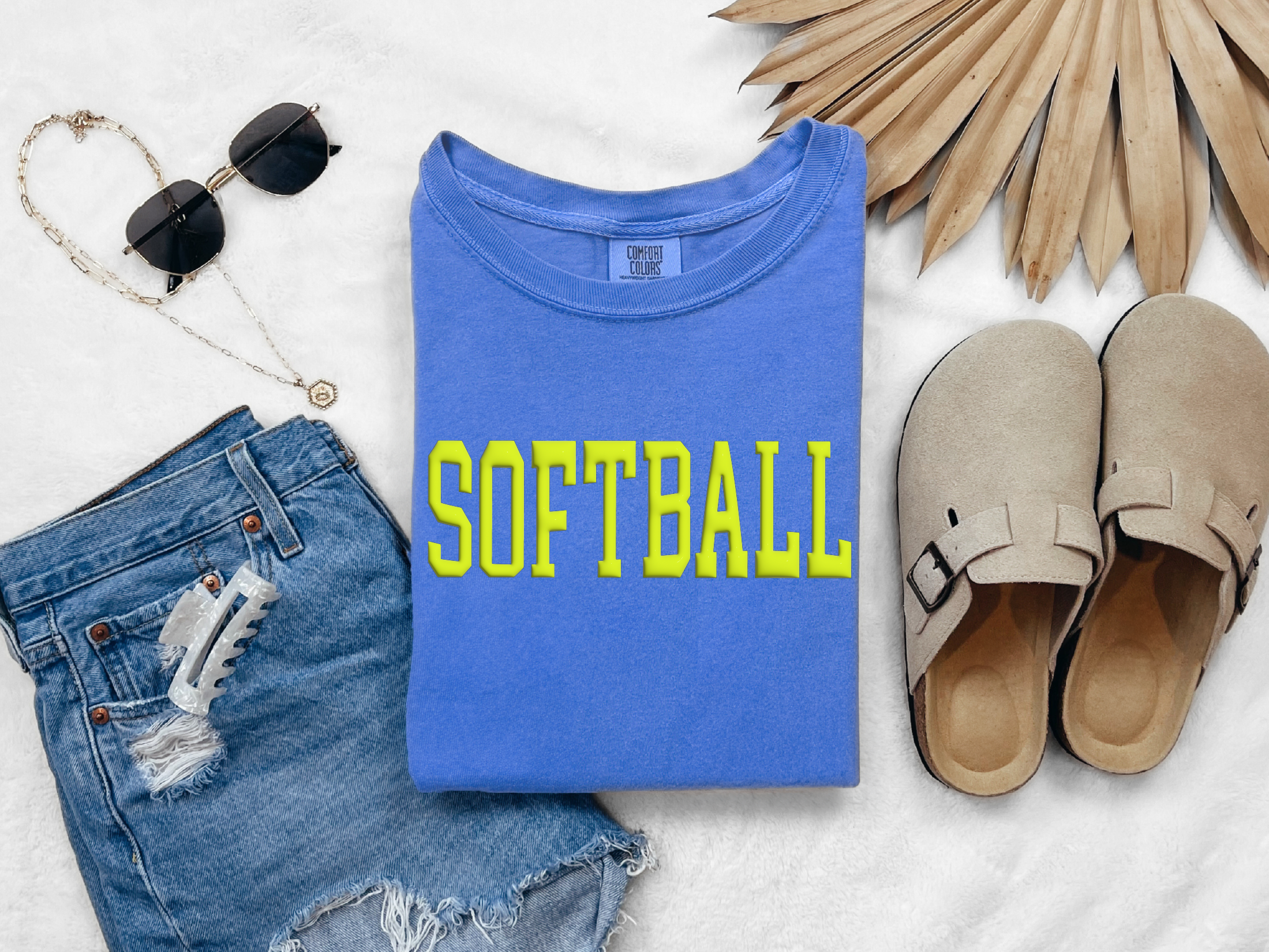 Neon Graphic Tee and Denim Shorts Neon Graphic Tee and Denim Shorts — Softball Outfits for Women 2027