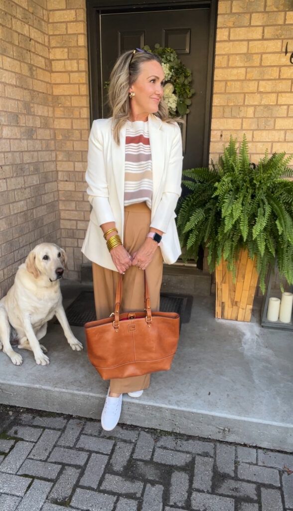 Oversized Blazer and Striped Top for Relaxed Power Dressing Oversized Blazer and Striped Top for Relaxed Power Dressing — Meet the Teacher Outfits 2027