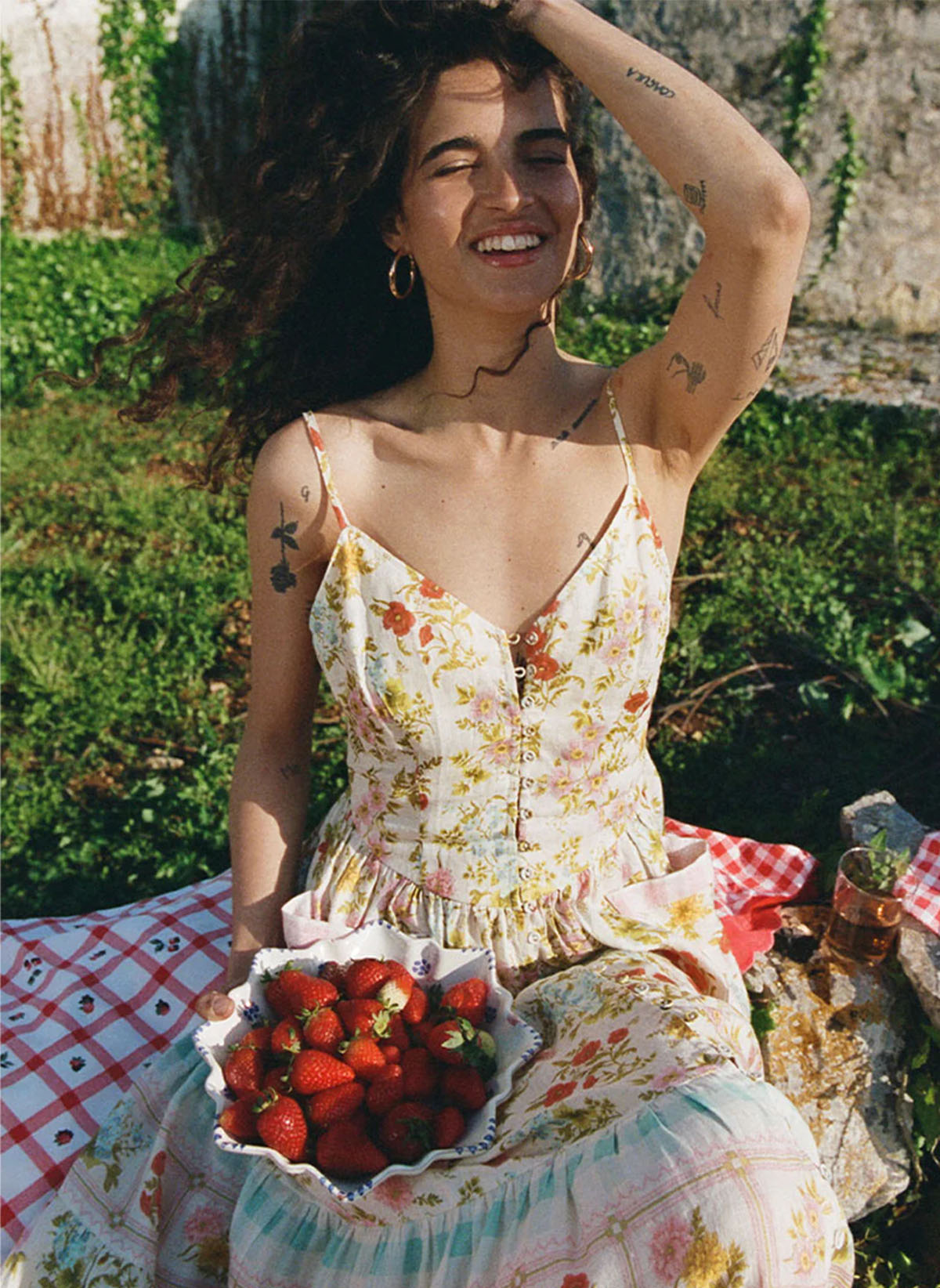 Floral Camisole and Tiered Skirt with Strawberry Prop — Tomato Girl Outfits 2027